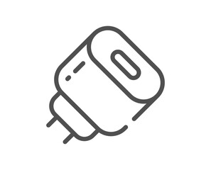 Charging adapter line icon. Mobile accessories sign. Charging plug symbol. Quality design element. Linear style charging adapter icon. Editable stroke. Vector