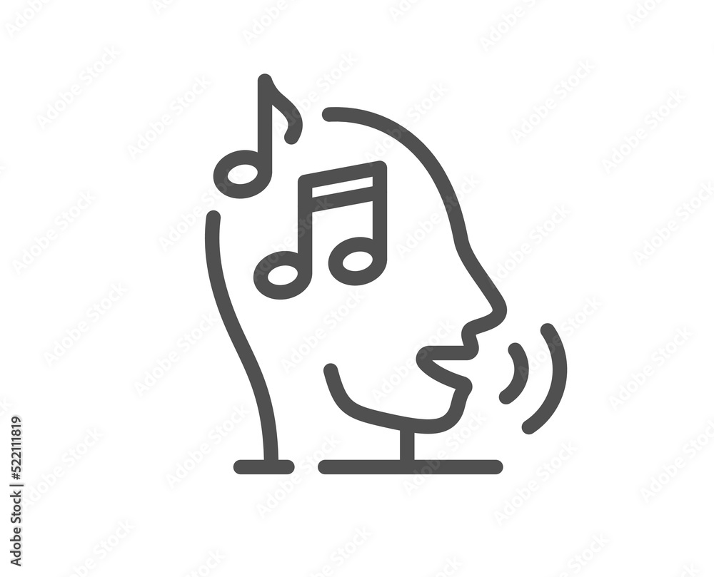 Poster voicemail line icon. audio message sign. singing symbol. quality design element. linear style voicem