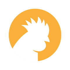 Rooster head silhouette. Rooster symbol. Cock bird head silhouette. Farm bird icon isolated on white background.
