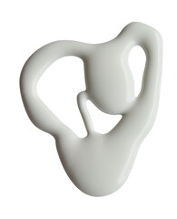 Heart shape made of white cream on a white background, can be used as mayonnaise too