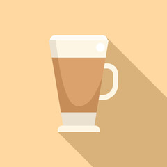 Latte glass icon flat vector. Cafe cup