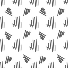 Vector. Hand drawn monochrome grey, black and white seamless pattern. Hatching. Abstract vector texture from strokes in grunge style. Backgrounds with ink, felt-tip pen, brush, ink.