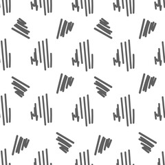 Vector. Hand drawn monochrome grey, black and white seamless pattern. Hatching. Abstract vector texture from strokes in grunge style. Backgrounds with ink, felt-tip pen, brush, ink.