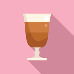 Glass latte icon flat vector. Cafe cup