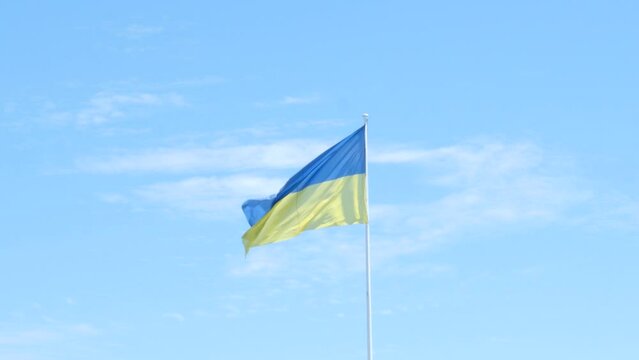 ukranian flag on blue sky