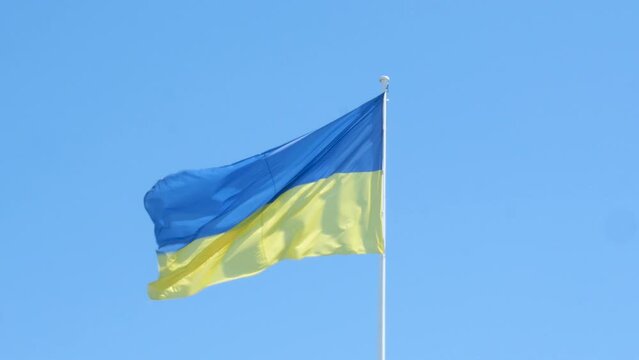 ukranian flag on blue sky