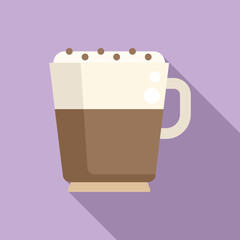 Cream latte icon flat vector. Coffee cup