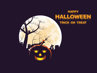 Realistic Halloween dead trees, at moon