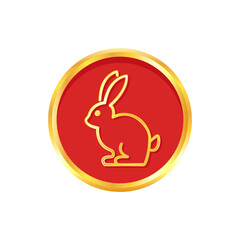 Happy Chinese new year greeting card 2023 with cute rabbit. Animal holidays cartoon character. Rabbit icon vector.