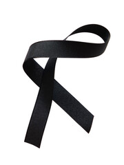 Black ribbon awareness isolated on transparent background