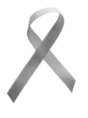 Grey ribbon awareness isolated on transparent background