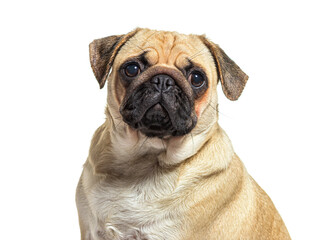 Obraz premium portrait head shot of a one year pug, isolated on white