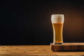 Glass of beer with place for text