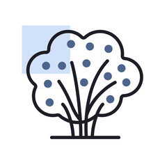 Garden bush with berries isolated vector icon