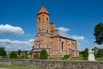 Old ancient catholic church of St Michael in Gnezno, Grodno region, Belarus.