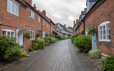 Fototapeta na wymiar street with houses, residential, alchester, england, herefordshire, uk, great brittain,