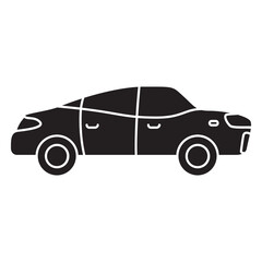 Car black silhouette .Vehicle sedan icon.Isolated on white background. Vector flat illustration.