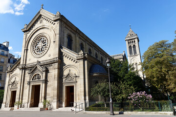 Fototapeta na wymiar Church of Notre Dame des Champs is a Roman Catholic church located at Boulevard du Montparnasse in Paris. France.