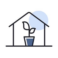 Greenhouse with seedlings inside vector icon