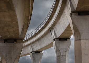 Elevated rail road of urban public transit system. Skytrain. Vancouver British Columbia, Canada