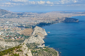 View towards Sudak valley from Sokol mountain, Crimea.