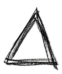 Triangle shape made with black pastel crayon on transparent background - 522120437