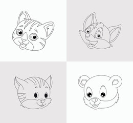 Fototapeta premium cat head coloring book for kids. Antistress. Hand drawn zentangle kitty cat vector illustration on white background.