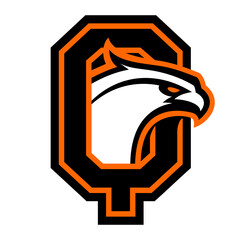 Letter Q with eagle head. Great for sports logotypes and team mascots. 