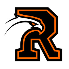 Letter R with eagle head. Great for sports logotypes and team mascots.