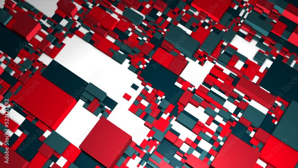 Poster background of abstract cubic shapes. motion. technological background of pixels and 3d cubes. approx