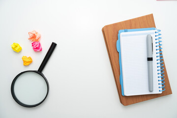 Office desk set up aerial view