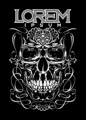 Abstract skull on black background