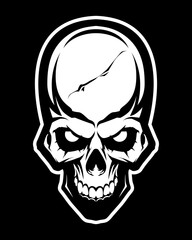 Angry evil skull on black background
