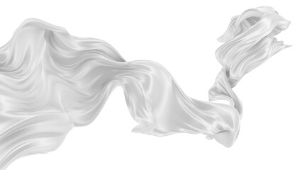 Fototapeta premium Beautiful flowing fabric of white wavy silk or satin. 3d rendering image.