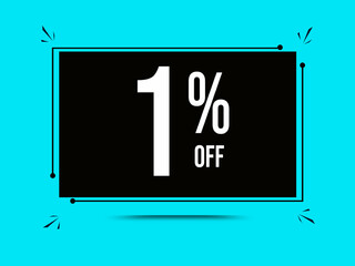 1% off, special offer 1% off tag, sale up to 1% off, great offer.