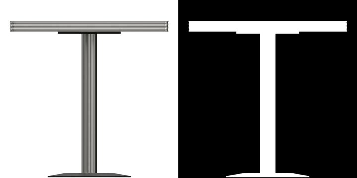 3D rendering illustration of a square diner booth table