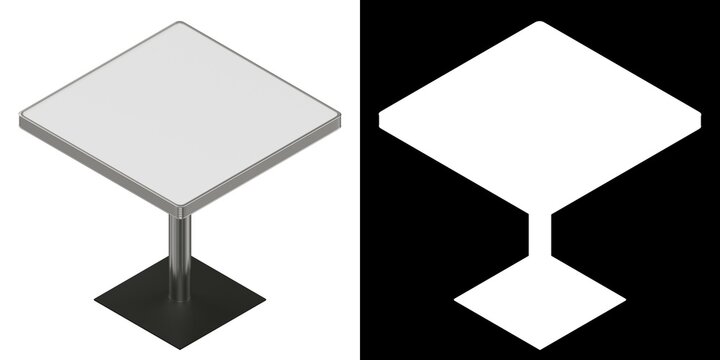 3D rendering illustration of a square diner booth table