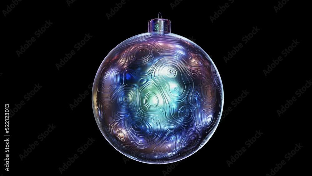 Poster realistic looping 3d animation of the spinning shining fancy textured alien alloy glossy christmas b