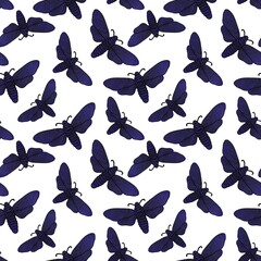 Fototapeta premium Halloween butterfly seamless moth with sculls pattern for clothes print and fabrics and wrapping and kids