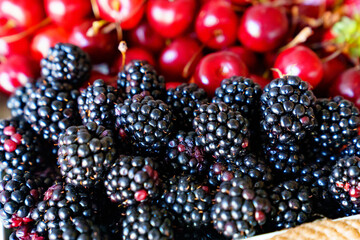 blackberry and cherries. healthy and delicious dessert.