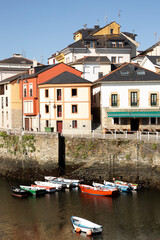 Fototapeta na wymiar View of the fishing village of Puerto de Vega in Navia, Asturias, Spain. Concept of tourism, travel and holidays.