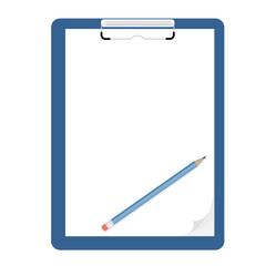 Clipboard with blank white paper for add text . Vector illustration