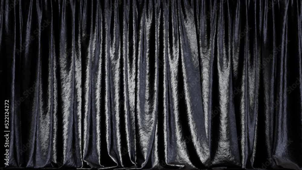 Aufkleber realistic 3d animation of the fancy black glossy metallic textured show stage curtain rendered in uh