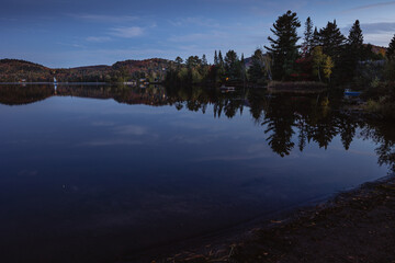 Panorama of a forest and lake in Canada