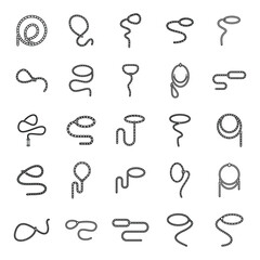 Lasso icons set outline vector. Hand cowboy - obrazy, fototapety, plakaty