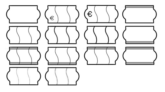 14x Preisschilder Preis Etiketten Label Aufkleber  - Wei&szlig; / blanko / leer - Grafiken Cliparts Icons - Vorlagen Templates 