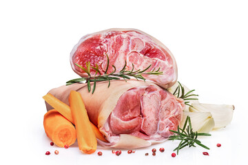 Raw pork knuckle with rosemary