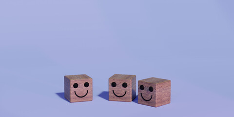 3 Happy wooden cubes