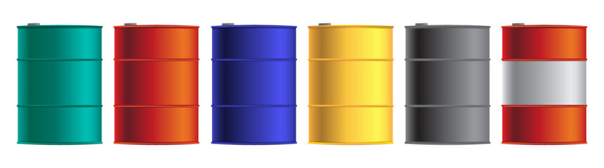 Metal Barrels of Diffrerent Colors