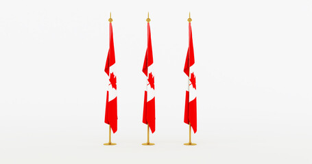 canada hanging flag on flagpole, Greeting card National Independence Day of the Republic of Canada. 3D render